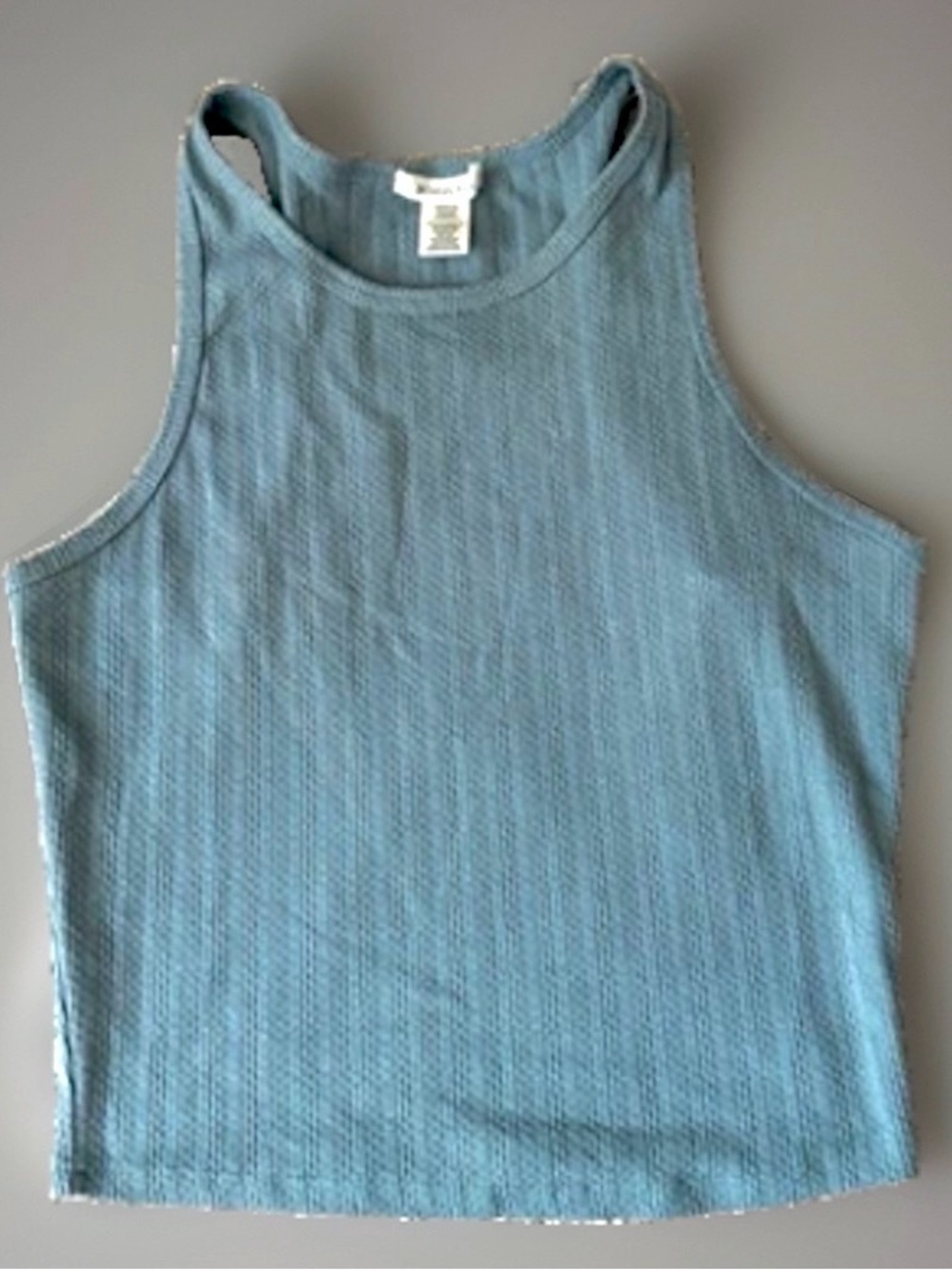 Womens Tank Top size M Medium Sage Green Sleeveless High Neck Racerback Crop